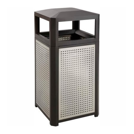 Safco Safco Outdoor Perforated Steel Side Opening Trash Can, 15 Gallon, Black 9932BL